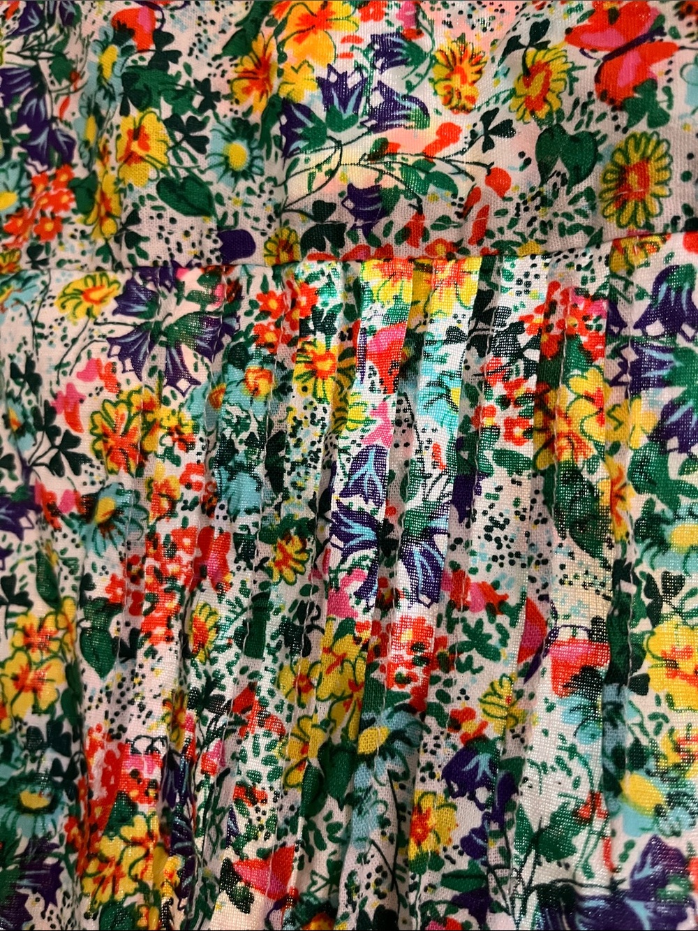 Duluth Trading Co Floral Pintuck Sleeveless Top - Green, Orange, Blue - Picture 6 of 6